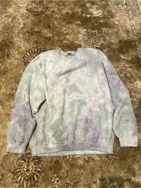 Pastel Tie-Dye Crewneck Sweatshirt - Matcha & Lavender